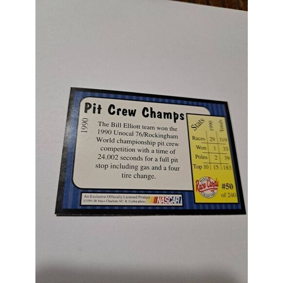 Vintage 1991 Maxx Pit Crew Champs #50 Race Car Nascar Trading Card - Picture 2 of 2
